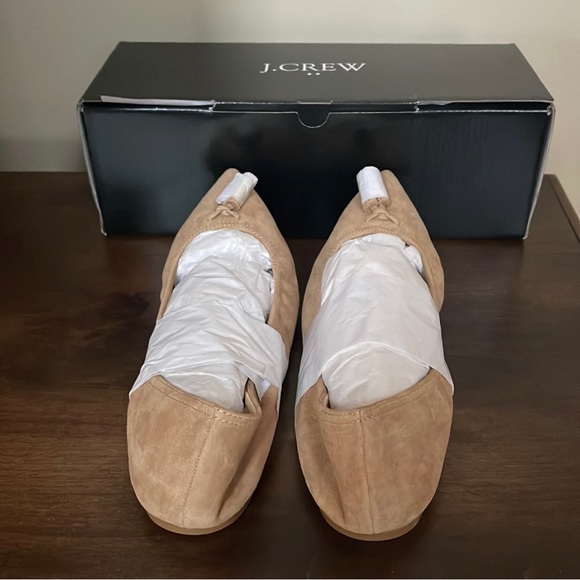 J.CREW Suede Stretch Tassel Pointed Toe Flats Saddle Color - Picture 4 of 8